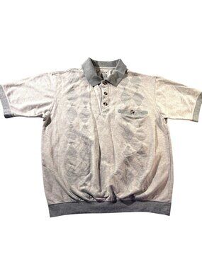 David Taylor Collection Mens Polo Shirt Medium Gray Argyle Button-Up Short Sleev